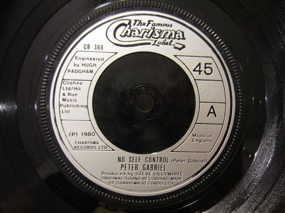 PETER GABRIEL '80 7'' uk CHARISMA 45rpm NO SELF CONTROL vinyl VG+ - Image 3 of 4