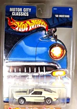 2002 Hot Wheels Motor City Classics '68 MUSTANG White w/Chrome 6 Spoke Wheels
