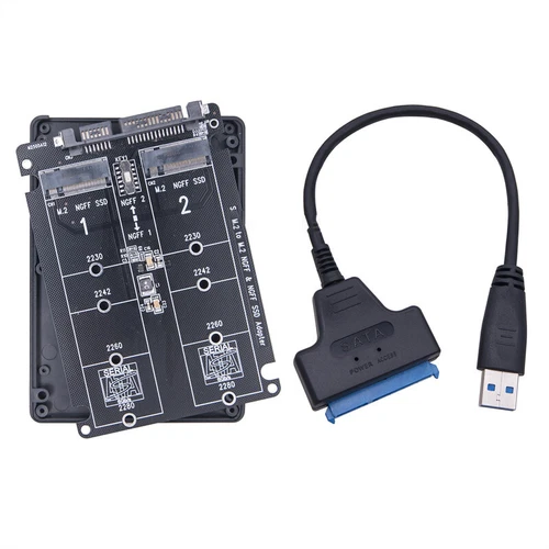 Dual M.2 NGFF To SATA 3.0 SSD USB Adapter Set 2in1 External Hard Drive Box