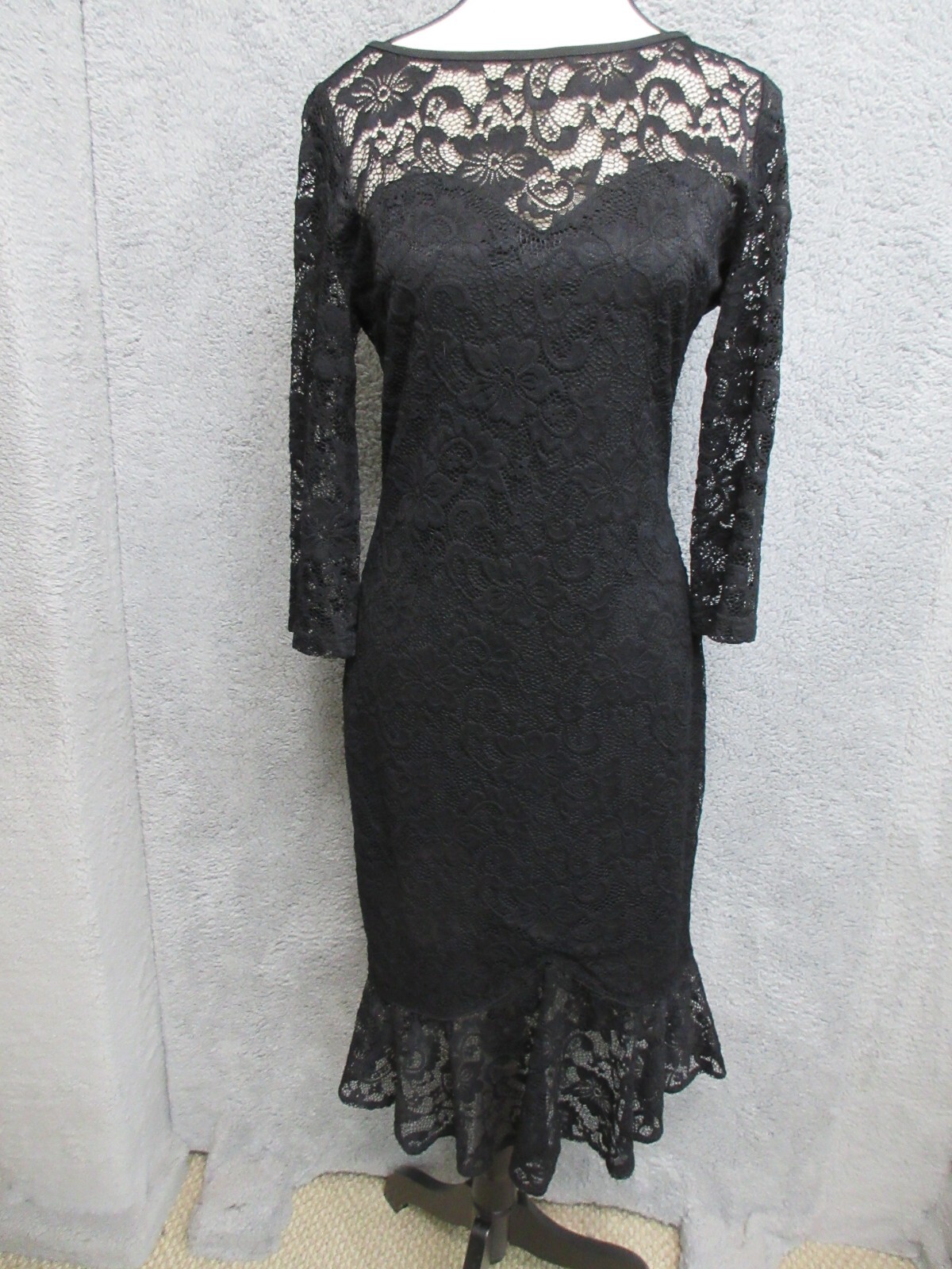 Vfemage Dress Women M Black Lace Overlay Dark Romance Dramatic Croquette Lolita