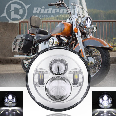 RIDROID 7 Inch LED Headlight H4 Hi/Low Beam Headlamp For Harley Davidson Touring