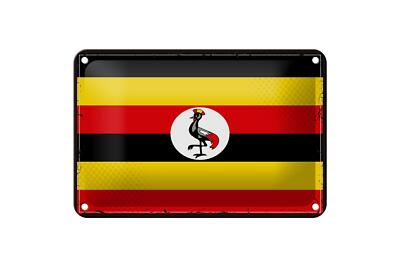 Blechschild Flagge Ugandas 18x12 cm Retro Flag of Uganda  Deko Schild