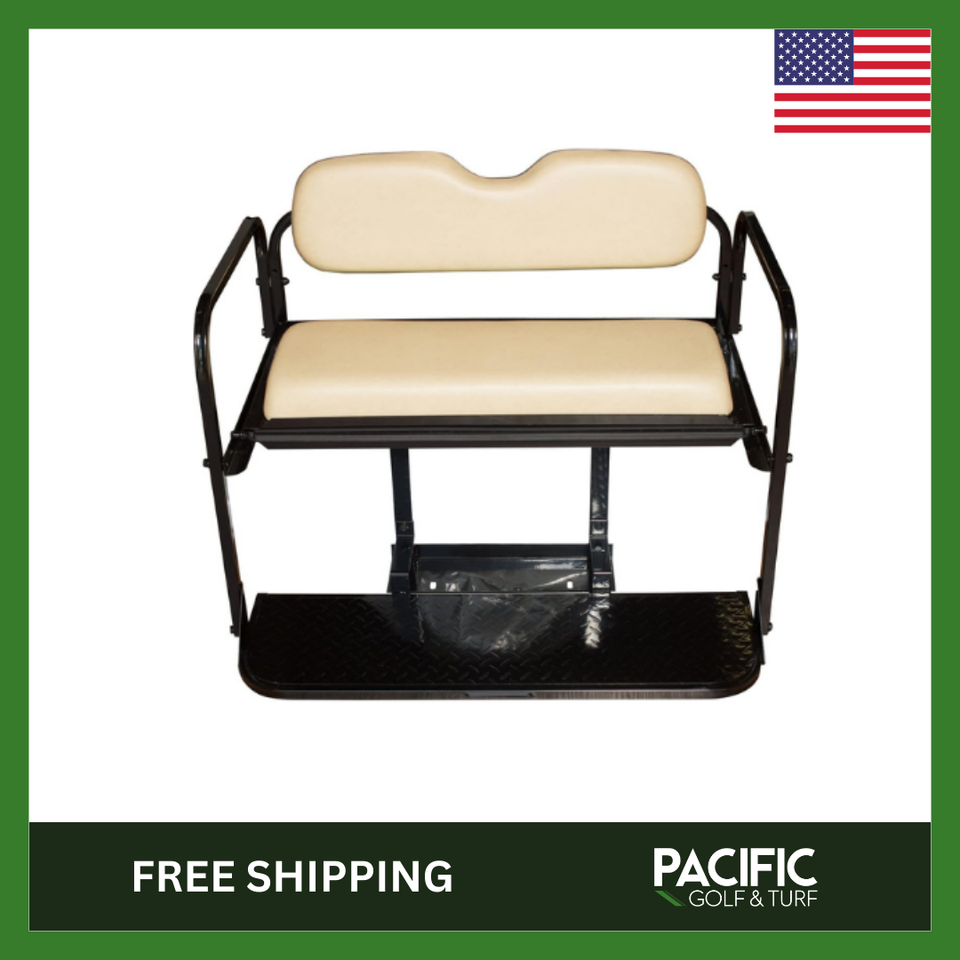 PGT Club Car Precedent Golf Cart Rear Flip Folding Back Seat Kit Tan