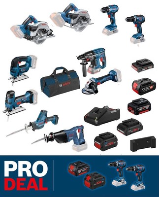Bosch 18 Volt 6 Werkzeuge Profi Set GBH GWS GSR GKS GST GSA mit 2, 4, 8 Ah Akkus