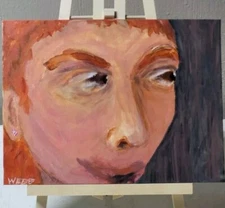 See Ya...Original Signed Outsider Punk Folk Art Painting WEBB 9x12