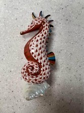 Herend Hungary Handpainted Porcelain Fishnet Seahorse Figure VTG
