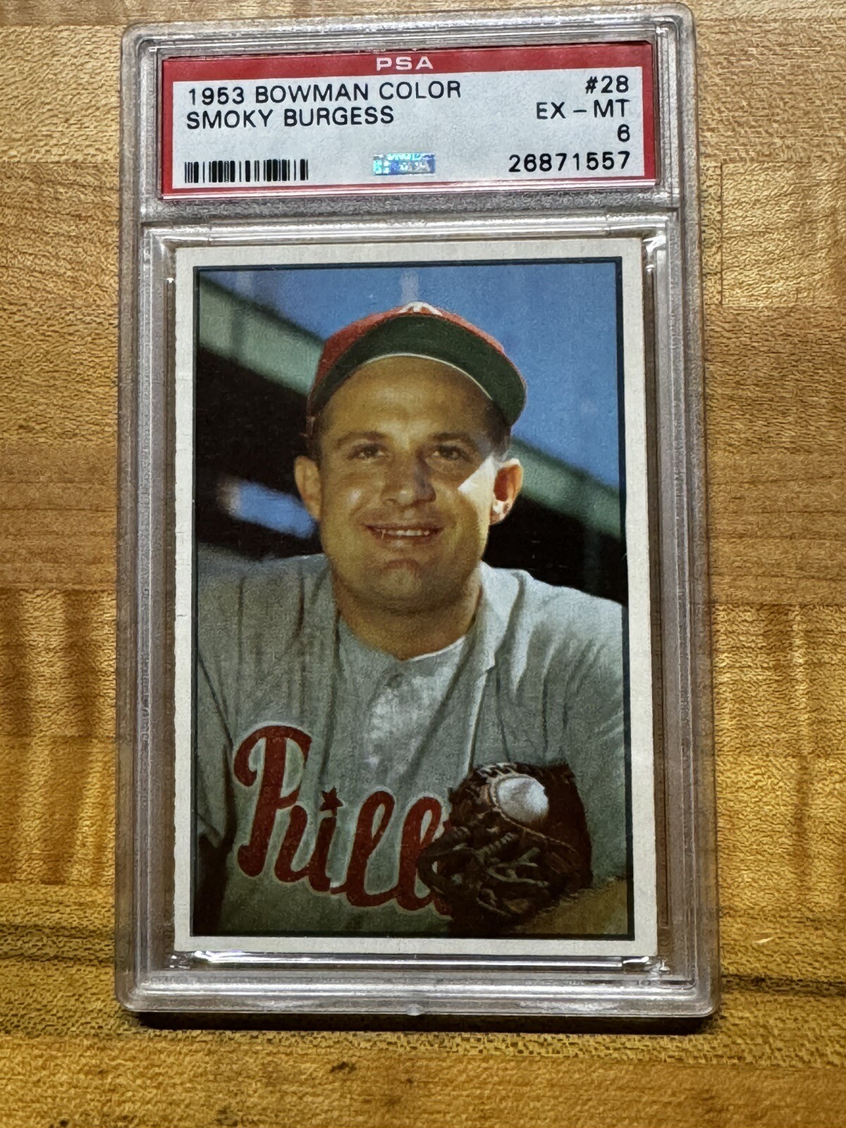 1953 Bowman Color #28 Smokey Burgess PSA 6 EXMT Nicely Centered