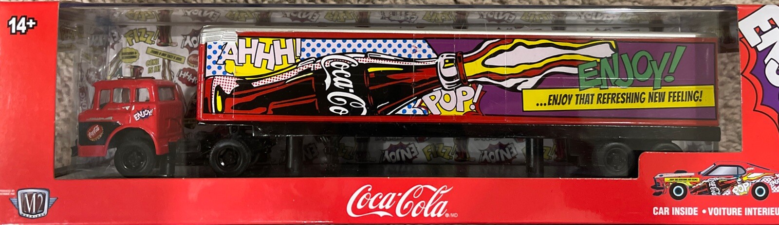 M2 Machines Coca-Cola 1967 Ford C-600 & 1970 Ford Mustang 428 SCJ (Car Inside)