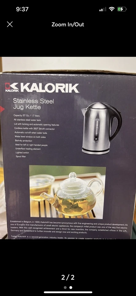 Hervidor de agua jarra de acero inoxidable Kalorik Foto 2 de 2