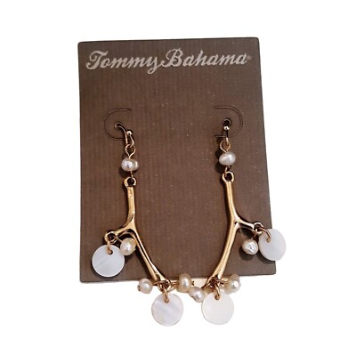 Tommy Bahama Women's Freshwater Pearl Coral Branch Gold Plated Hook  Earrings