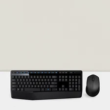Wireless Combo Full-Sized Keyboard with Palm Rest and Mouse 2.4 GHz Black