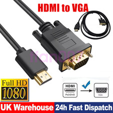 1.8m HDMI to VGA Cable Monitor Lead PC XBOX Laptop Converter Adapter UK