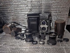 Yashica Mat 124 TLR Medium Format Camera w/Yashica Tele/Wide Lenses  More