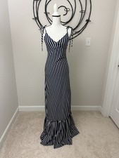 Velvet Torch Blue And White Striped Maxi  Dress 