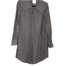 NWT Calvin Klein Shirtdress  Striped Long Sleeve Big Collar Hidden Button  Sz 6
