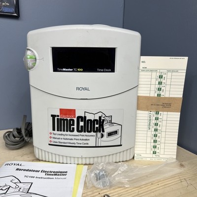Royal Electronic Time Clock Time Master TC-100 - W/ Key- Works! 