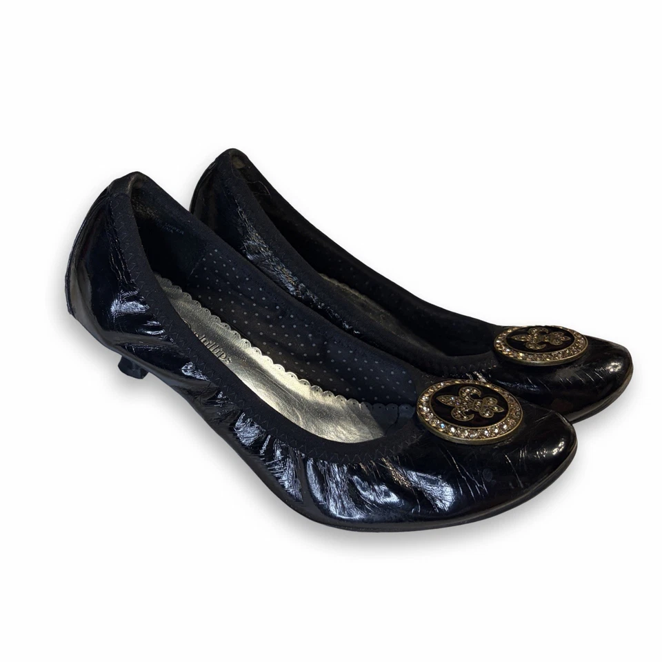 Lindsay Phillips Gatito Tacón Scrunch Pisos Con Adorno Dorado Talla 6 Foto 4 de 4