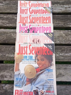 Just Seventeen Magazines 6 x Issues June Aug 1987 Pet Shop Boys, Boy George etc