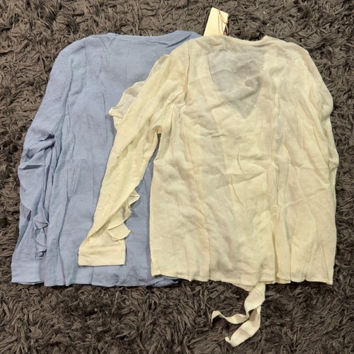 Entro Womens Medium Ruffle Swiss Dot Button Tie Front Blouse Top Lot f 2 - Picture 2 of 6