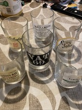 Set Six VINTAGE WHISKY GLASSES Vat 69 Long John Ballantines Black & White Ushers