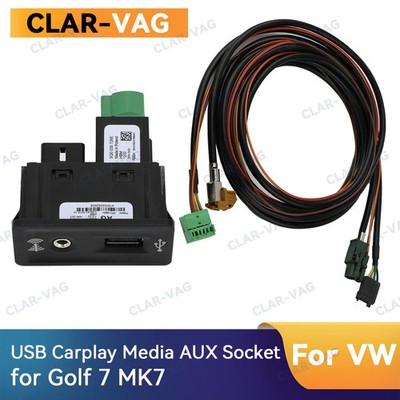 5G0035222E MIB2 USB CarPlay Media AUX Socket Switch Install Plug Button Harness 