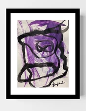 GUAJARDO Original Abstract Expressionism Mask 12X9 Paper Signed Art