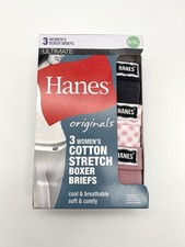 Hanes Originals BOXER BRIEF 3-Pair Panties cotton Stretch Womens 8/XL 29