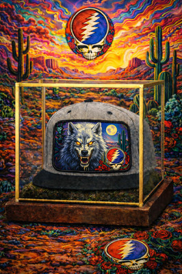Dire Wolf Grateful Dead Hat, Removeable Metal Patch, Snapback