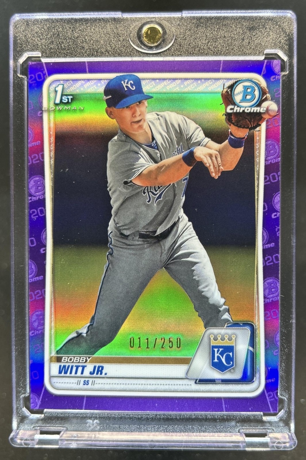 2020 Bowman Bobby Witt Jr. Chrome 1st Prospect Purple Refractor #/250 Royals