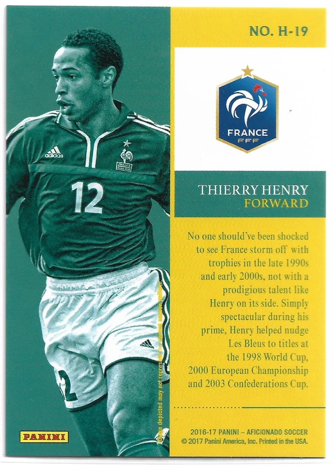 Thierry Henry /99 Artist’s Proof Red Heroes 2017 Panini Aficionado France RARE - Image 4 of 4