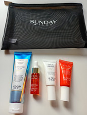 Image of SUNDAY RILEY SKINCARE GIFT SET FACE OIL, CLEANSER, SERUM, TREATMENT, BRANDED BAG