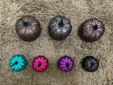 Metallic  Glitter Mini Foam Pumpkins w/ Stems Bright  Shiny Pink Purple Orange