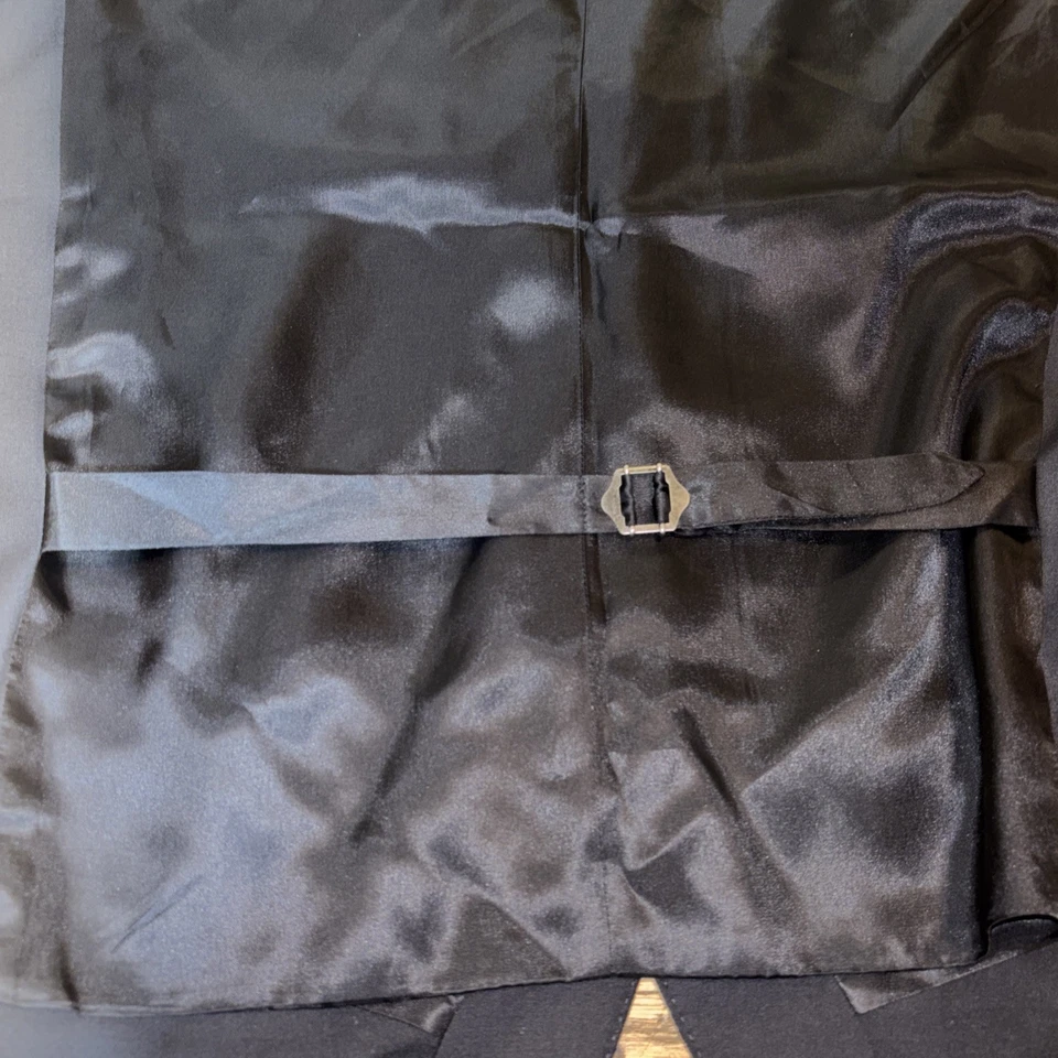 Express Black Micro Twill Wool Blend Suit Vest Mens Adjustable Back Sz XL NWT - Image 4 of 4