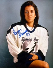 Manon Rheaume signed Tampa Bay Lightning 8x10 Photo imperfect- COA (First Lady)