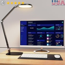 LED Desk Lamp W/ Adjustable Arm Webcam Light Eye-Caring 30 Modes 1200 Lumens New
