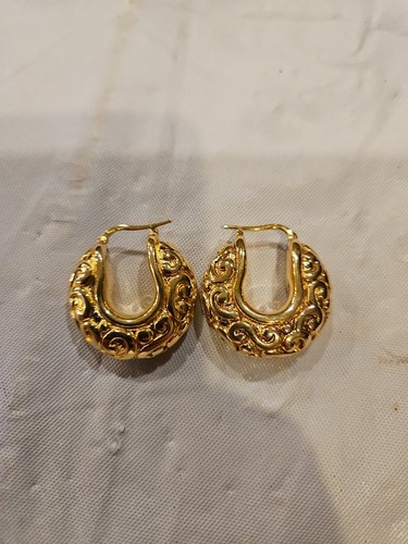 Vintage Italy .925 Sterling Silver Hoop Earrings 12g