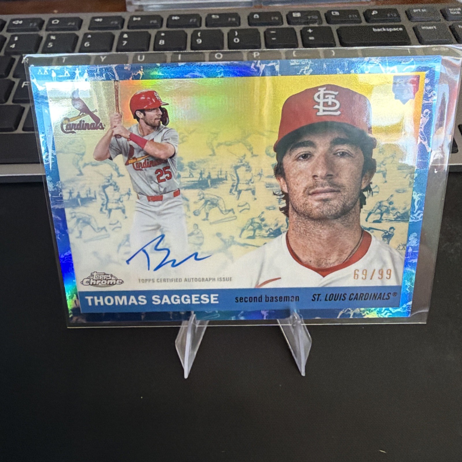 2025 Topps Platinum Thomas Saggese /99 On Card Auto Rookie Card