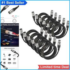 XLR Cable 2ft 10 Pack Male to Female 3 Pin Microphone Cable Balanced Shielded