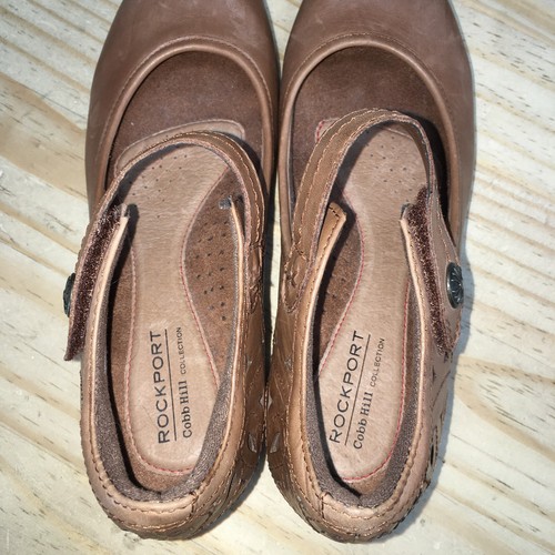 Rockport Cobb Hill Shoes Womens 6M Abbott Ankle Strap Brown Leather Block CG8442 - Picture 15 of 18