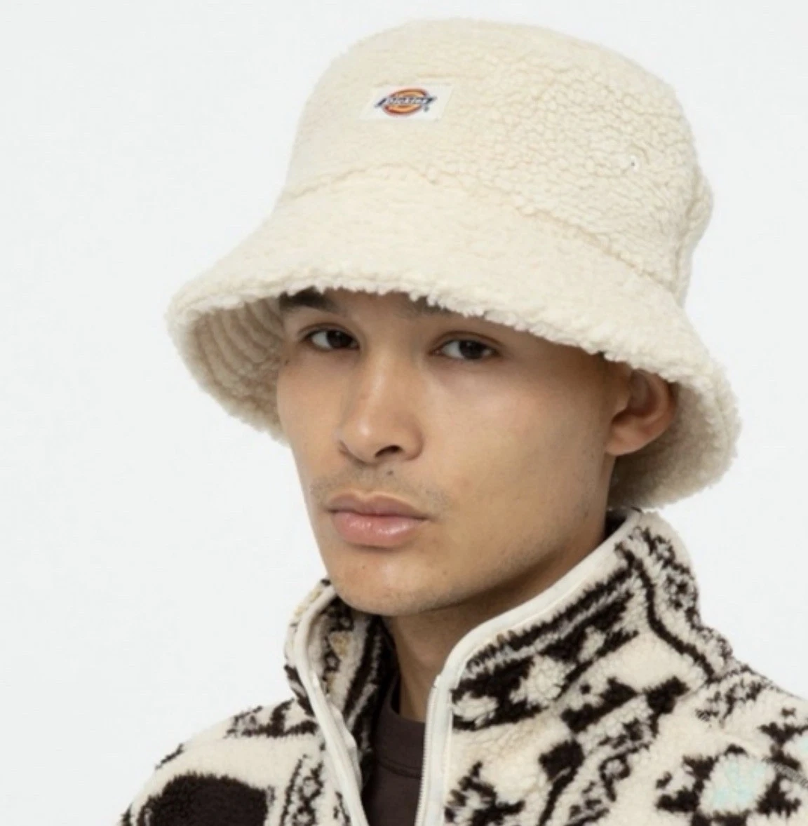 NWT Dickies Sherpa Fleece Shearling Bucket Hat Ivory Unisex Adult L/XL