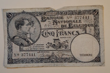 Belgium 1938, 5 Francs Vyf Frank Circulated Free Shipping