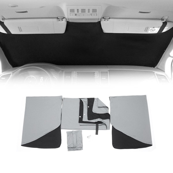 Frontscheibe Gardinen Maß VorhäNge FüR Ford Connect 2014-2021 Grau Schwarz 3Tlg-image