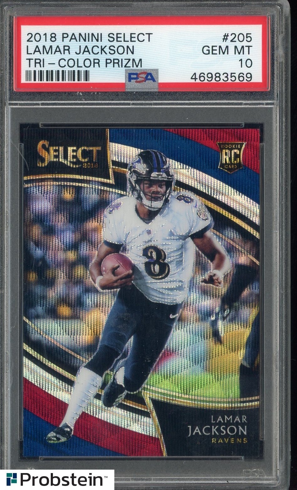 Lamar Jackson Panini Select #205 Tri-Color