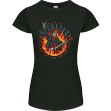 Image of Born to Be a Rock Star Guitar Skull n Roll Womens Petite Cut T-Shirt