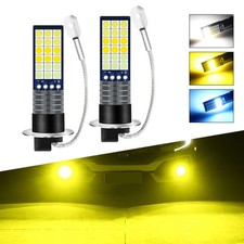 LED Car Fog Lamp H3 Bulb with Triple Color Modes Waterproof High Brightness