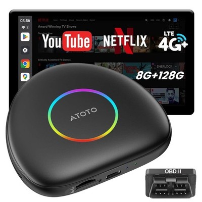 Wireless CarPlay Adapter Magic AI Box 4G GPS Android Android Auto OBD II Netflix