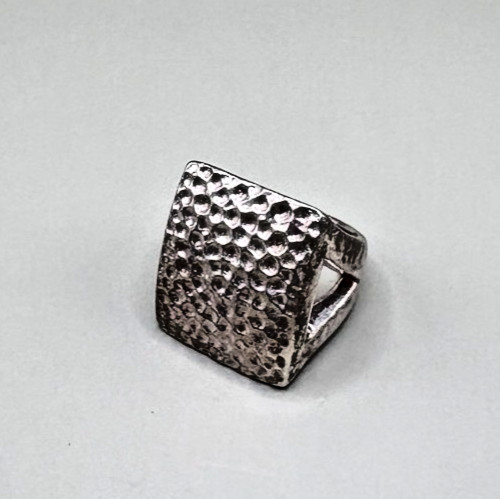 Zina 925 Sterling Silver Hammered Square Statement Ring 30g Modernist Designer
