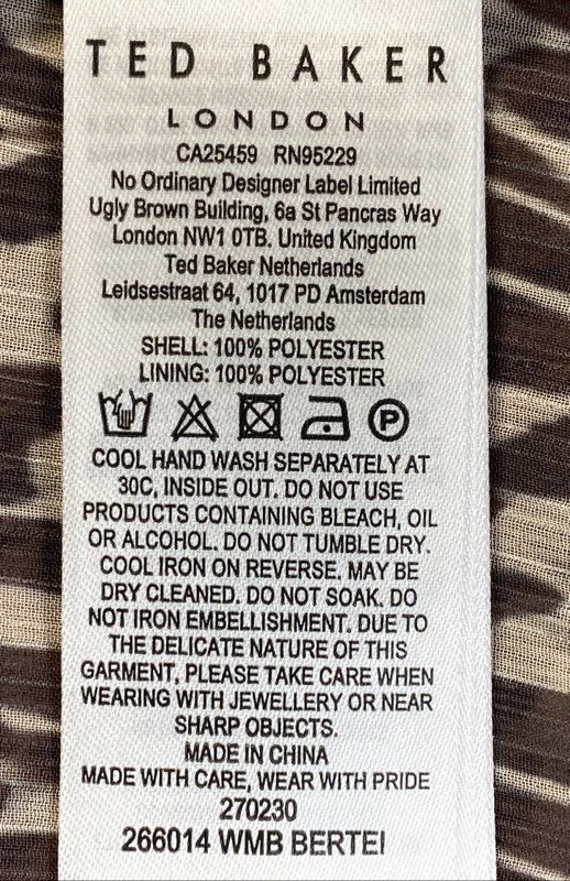 Blusa Ted Baker feminina marrom abstrata babado tamanho 2 - Imagem 4 de 4