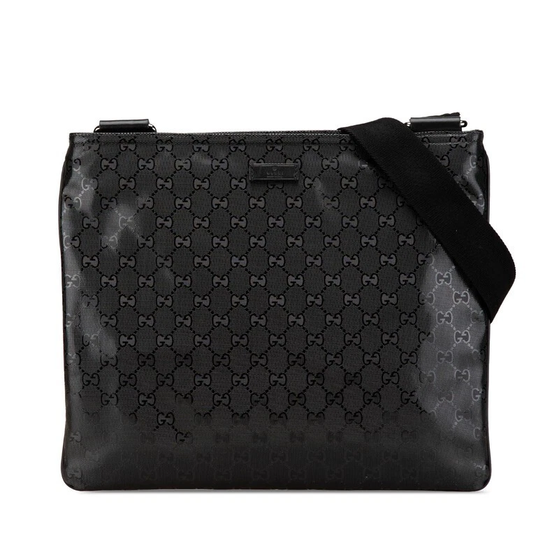 Sac bandoulière Gucci GG Imprim diagonale 201446 cuir PVC noir femme s GUCCI