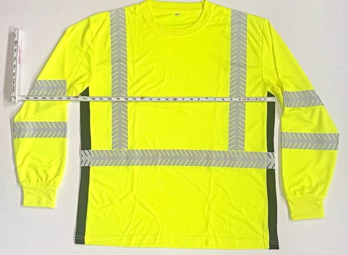 Hi-Vis Yellow Reflective Long Sleeve Polyester Mesh Workwear Shirt Size L - product listing photo